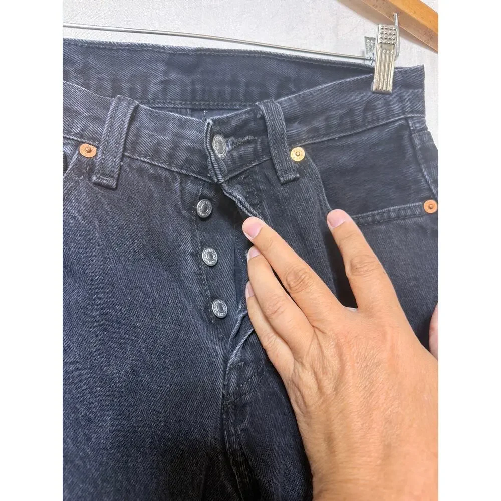 Levis 501 Jeans 30x30 Black Denim Original Fit Button Fly Straight Leg Mid Rise